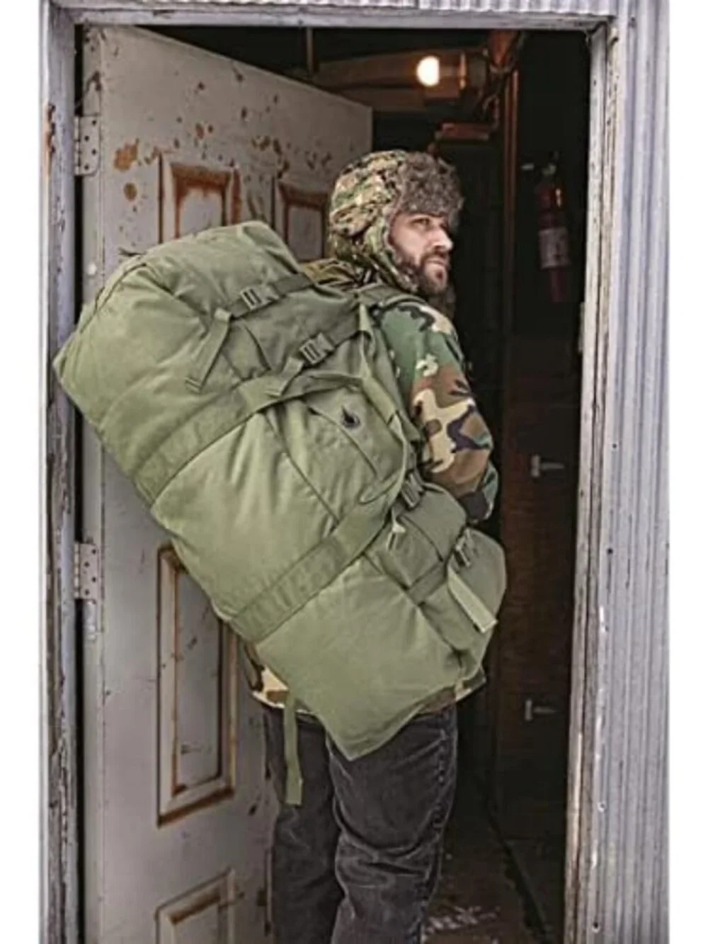Olive Drab Military Surplus Zip Duffel Bag - Durable Travel & Gym Tote